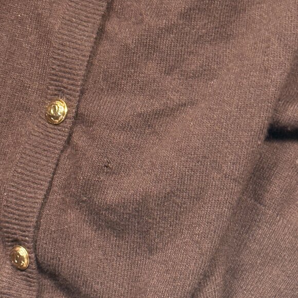 VTG CHANEL Cashmere Cardigan Jewel Button Asymmetrical Brown Sweater Chest 35" - Picture 6 of 14